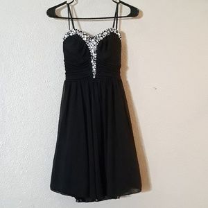 Black Jeweled Strapless Dress